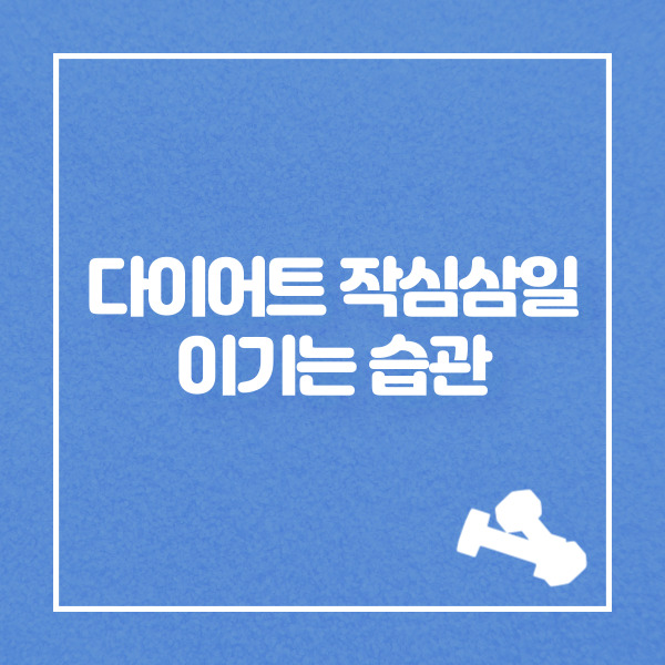 다이어트 작심삼일 이기는 습관