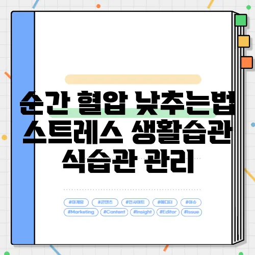 순간 혈압 낮추는법 스트레스 생활습관 식습관 관리