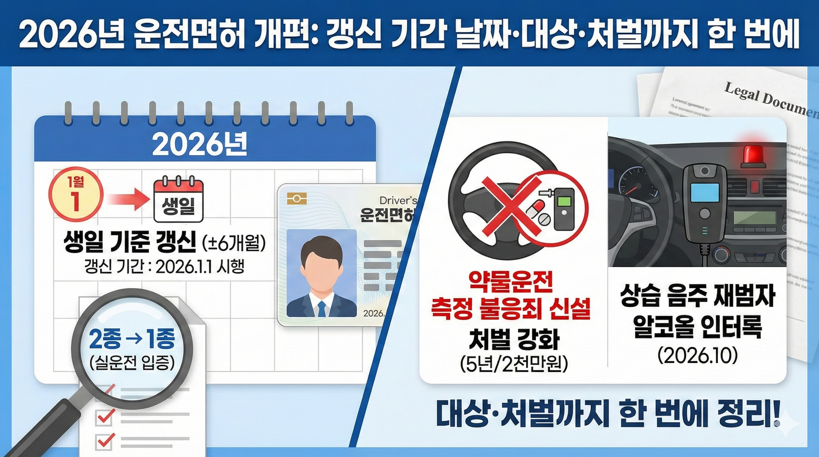 2026년 운전면허 개편: 갱신 기간 날짜&middot;대상&middot;처벌까지 한 번에