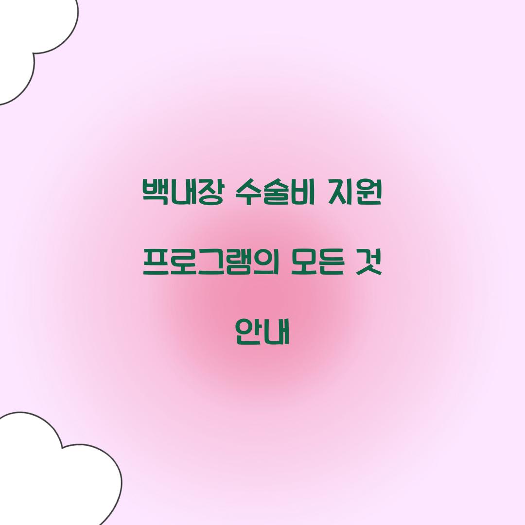 백내장 수술비 지원 프로그램