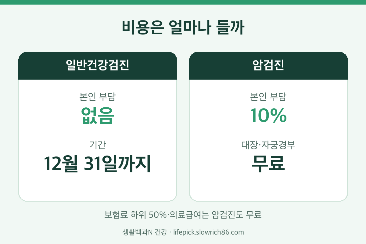 국가건강검진 비용 일반검진 무료 암검진 본인부담 10%