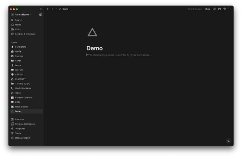 노션 작업공간 화면