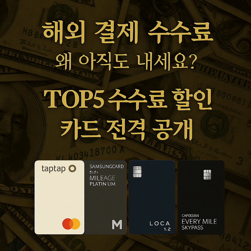 🌍 해외 결제 수수료 없는 카드 추천 TOP 5 &ndash; 환율우대&middot;출금 조건까지 완벽 비교