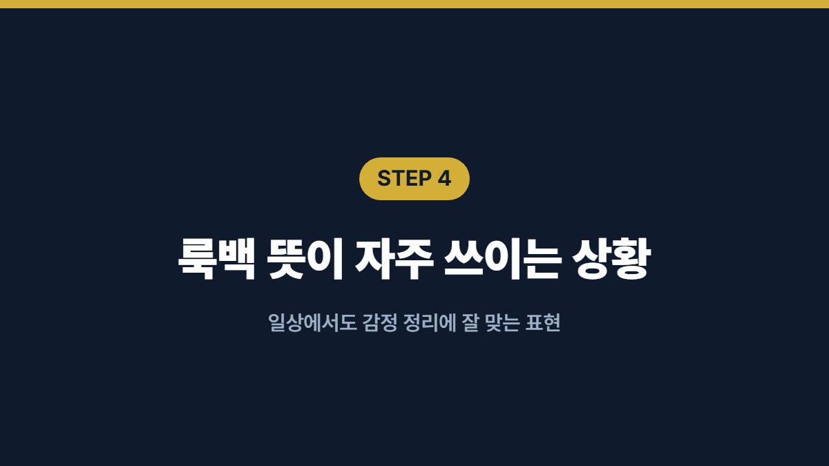 룩백 뜻이 자주 쓰이는 상황 — 일상에서도 감정 정리에 잘 맞는 표현
