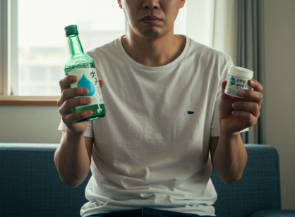 술과 약 사이에서 고민하는 사람3