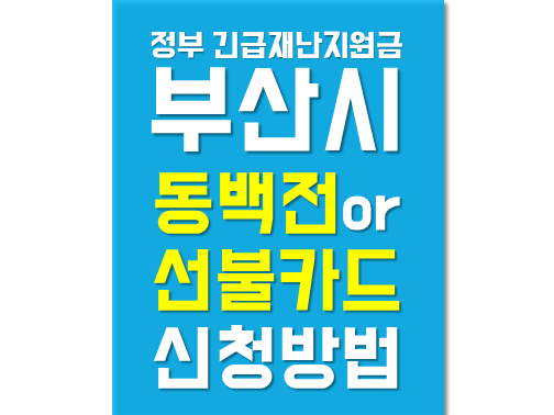 부산시 긴급재난지원금 신청 동백전 선불카드
