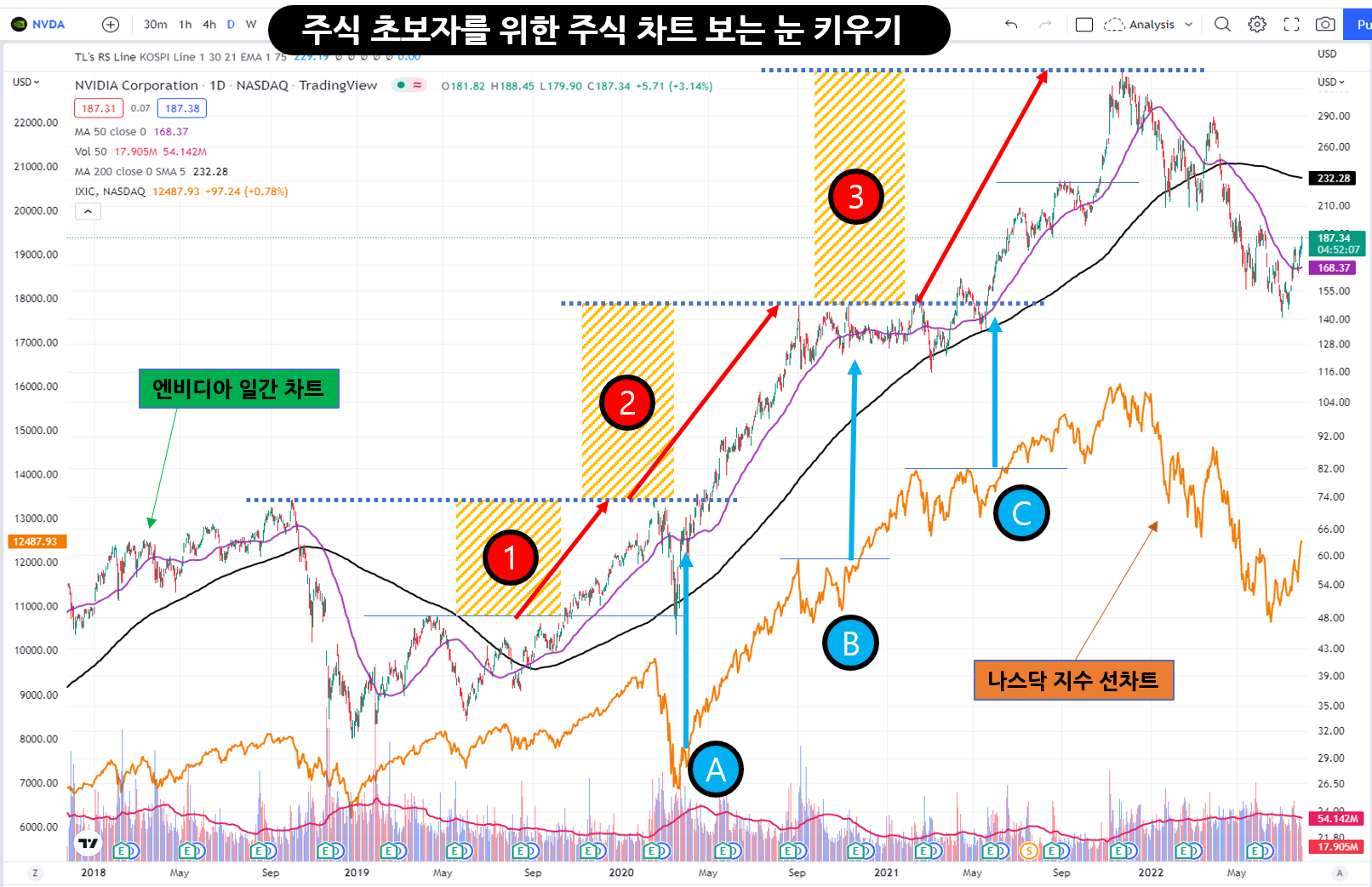 주식 차트 보는 법 (엔비디아 예제)