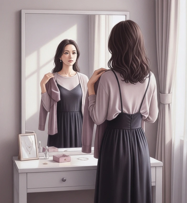 제사 옷 고르는 여성