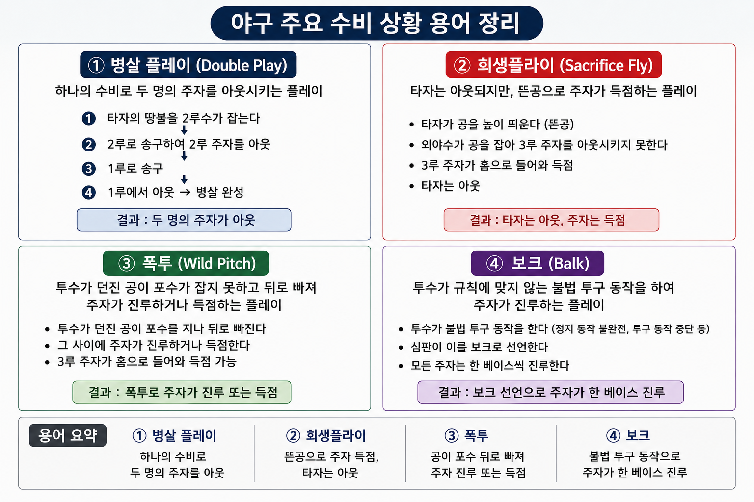 병살·희생플라이·폭투·보크, 중계에서 자주 듣는 야구용어