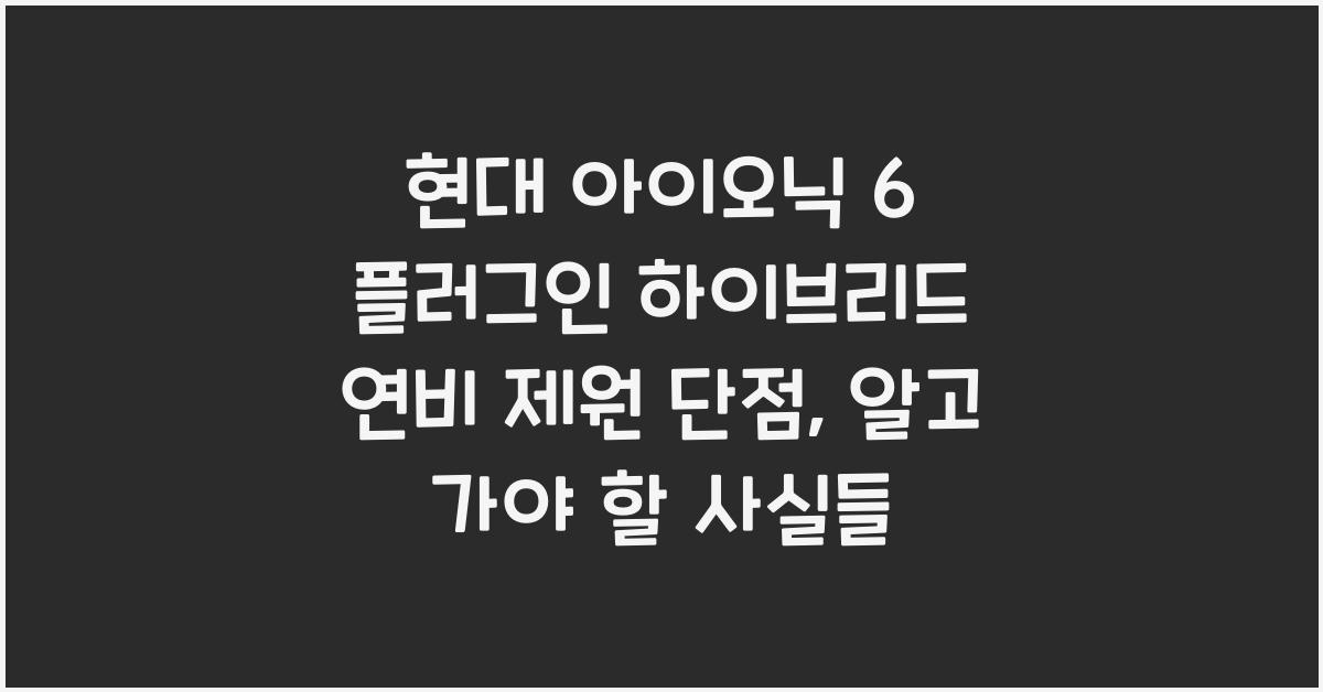 현대 아이오닉 6 플러그인 하이브리드 연비 제원 단점