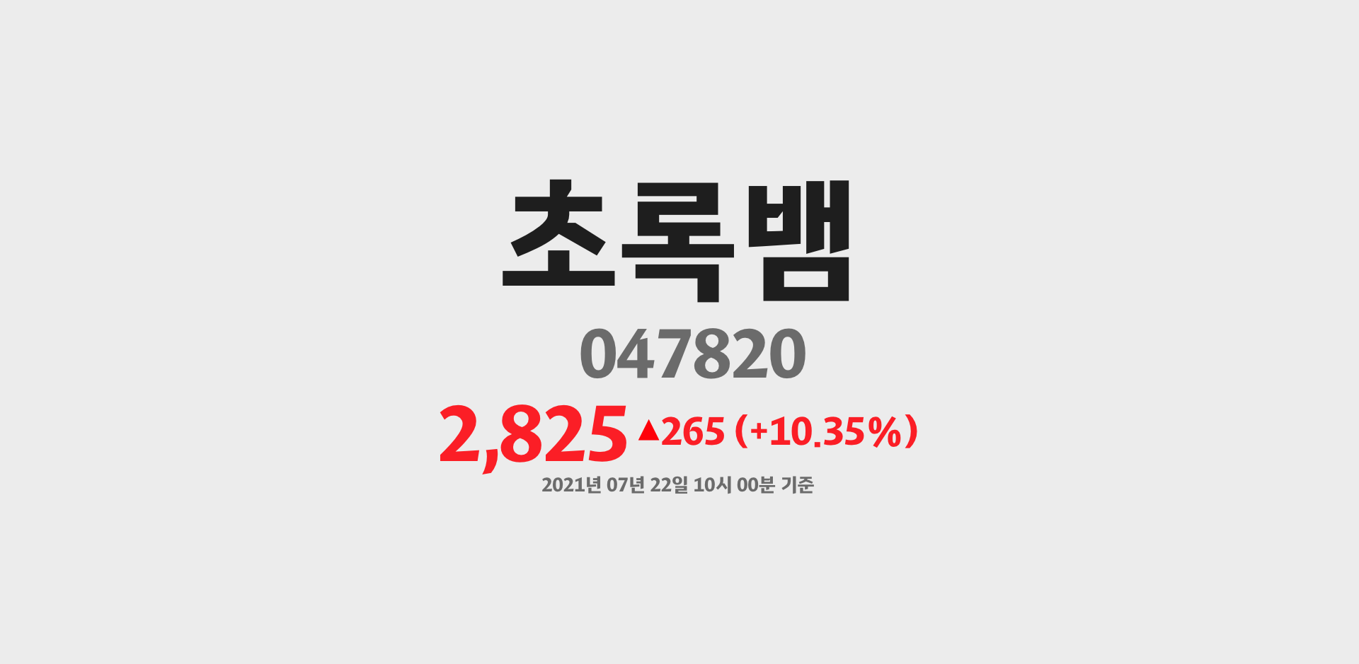 초록뱀 2021-07-22 10:00:58.557251기준 주가