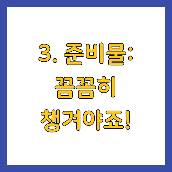 준비물: 꼼꼼히 챙겨야죠!