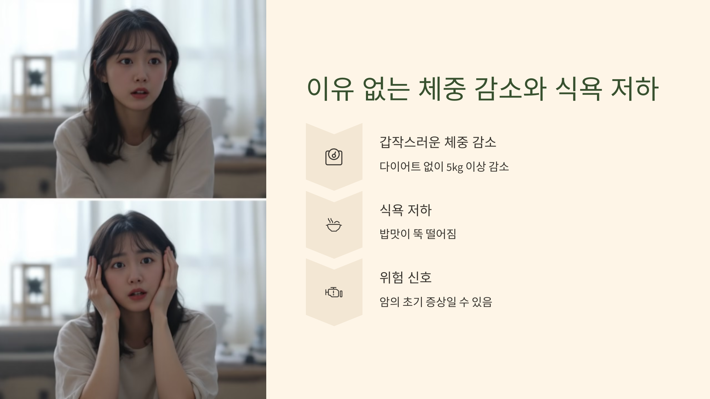 이유 없는 체중 감소와 식욕 저하