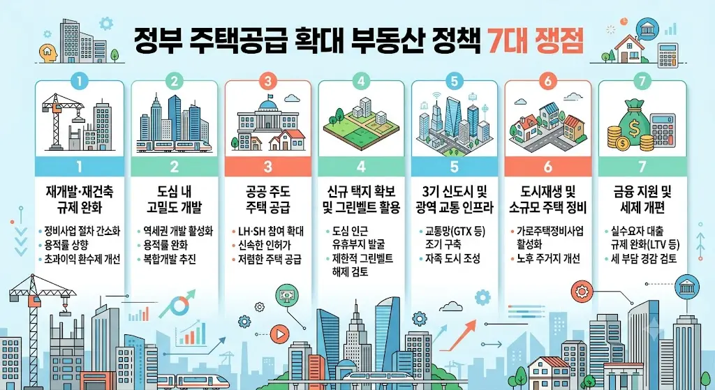 정부가 검토하는 주택공급 확대를 위한 부동산 정책 7대 쟁점