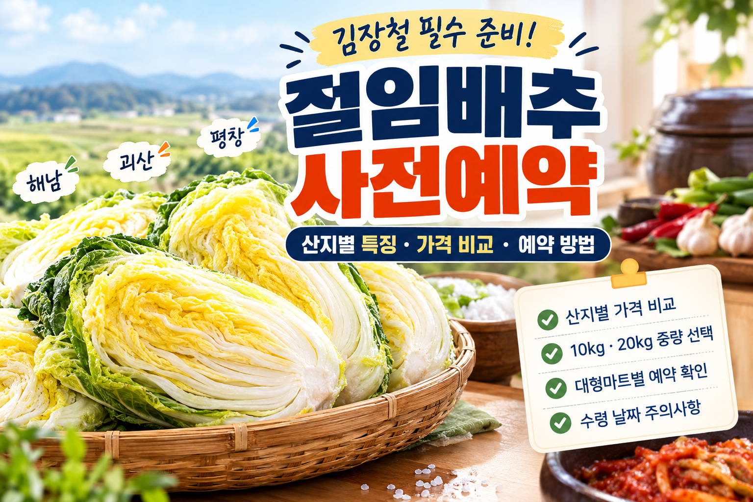 절임배추 사전예약 시작! 2026 해남·괴산 가격 비교와 마트별 구매 방법