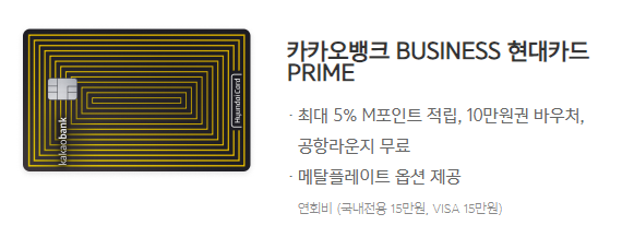 카카오뱅크 BUSINESS 현대카드 PRIME