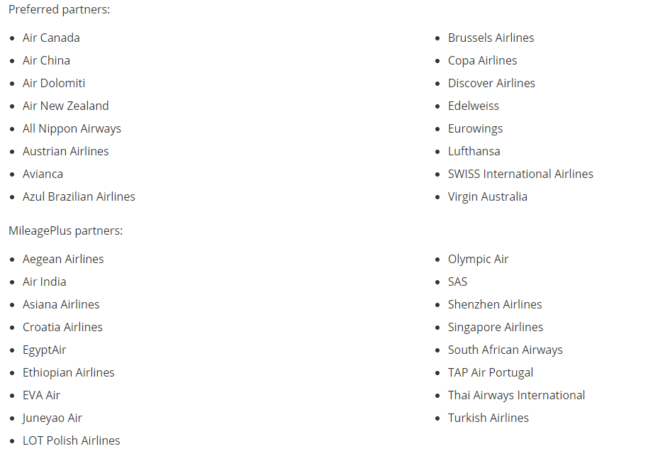 유나이티드 항공 파트너 제휴사