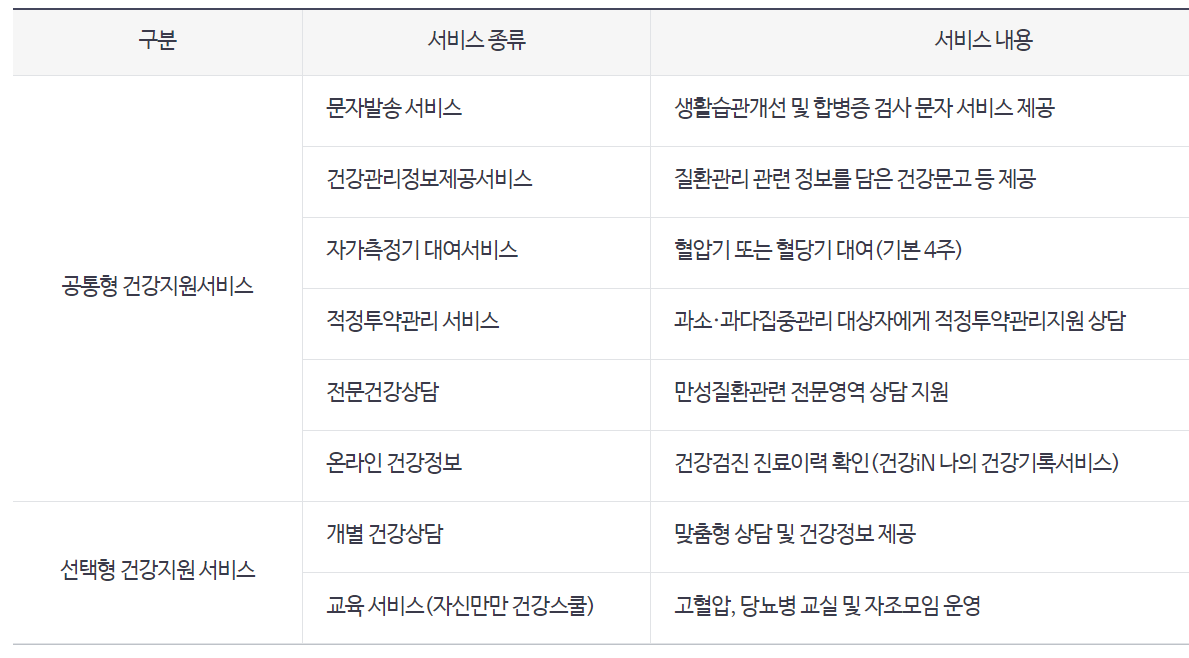 만성질환 지원 내용