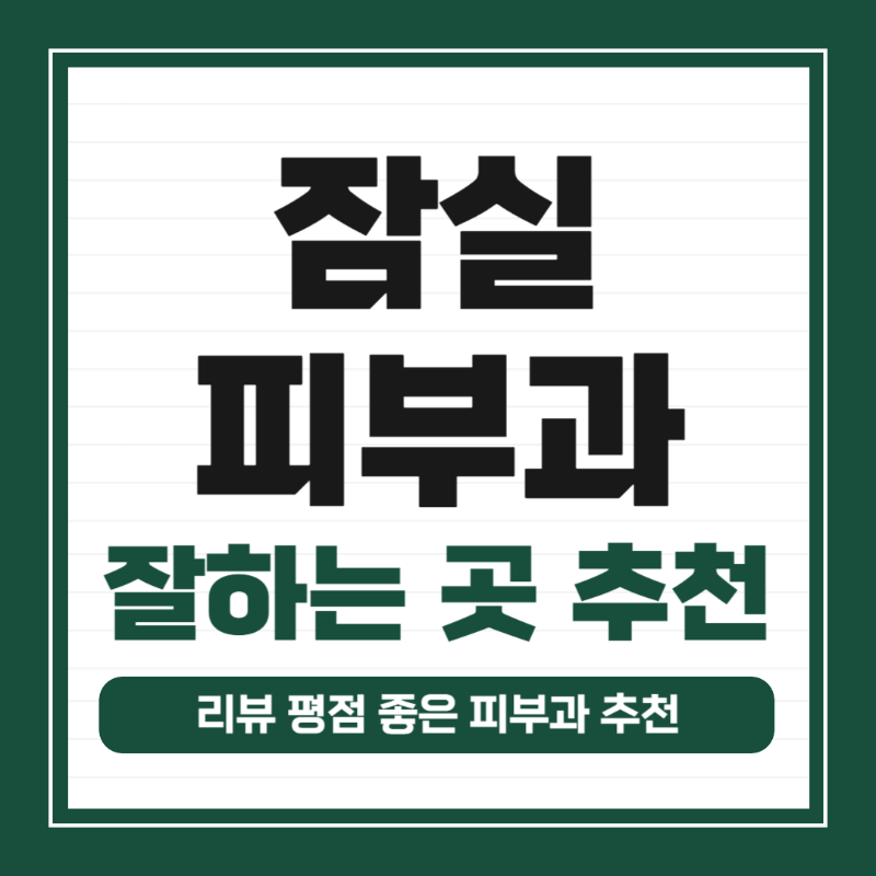 잠실 피부과 유명한 곳 전문의 병원 추천 모공 레이저 잘하는 곳 TOP 5