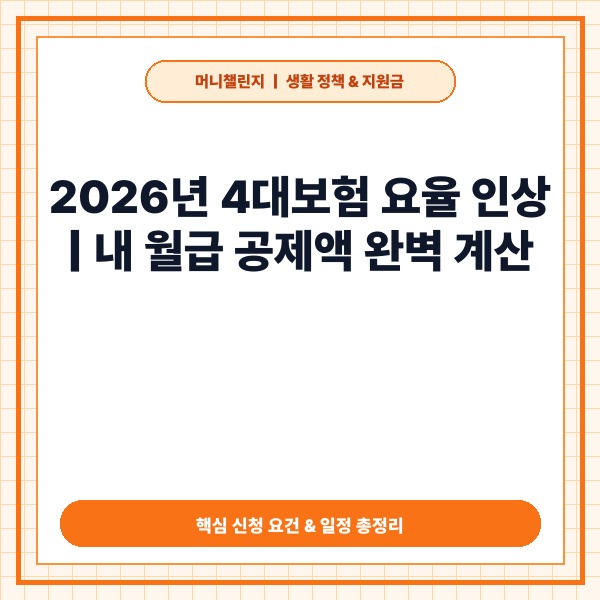 내 월급에서 얼마나 빠져나가나 2026년 4대보험 요율 인상 및 공제액