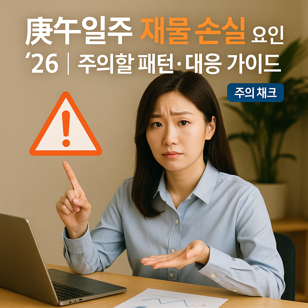 庚午일주 재물 손실 요인 &rsquo;26 ｜ 주의할 패턴&middot;대응 가이드
