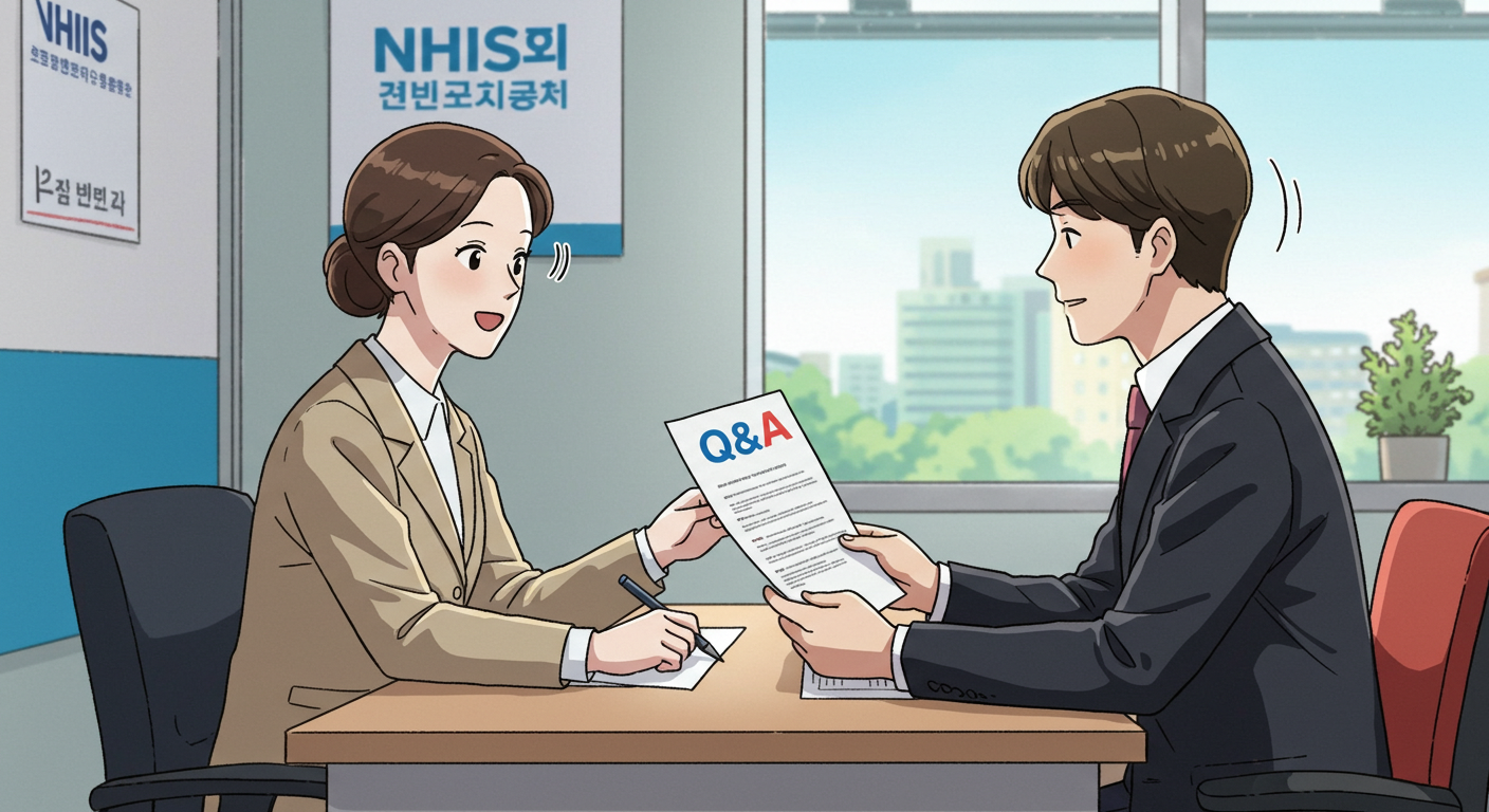 건강보험 환급 관련 질문을 상담하는 장면