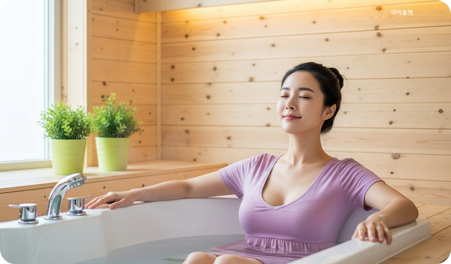 좌욕으로 편안해지는 여주인공