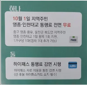 영종.용유.북도면 통행료 무료