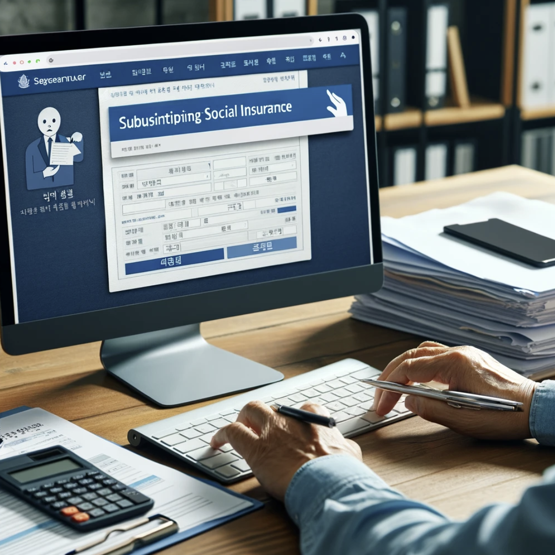 사회보험 신고서를 작성중