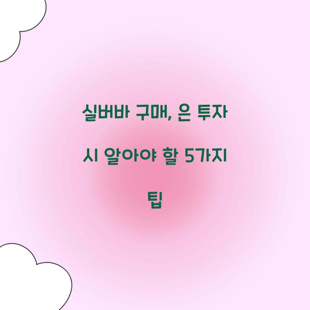 실버바 구매