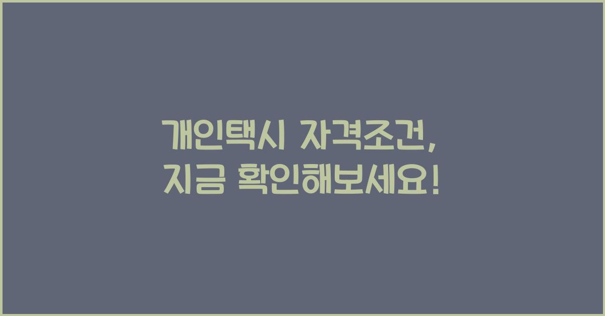 개인택시 자격조건