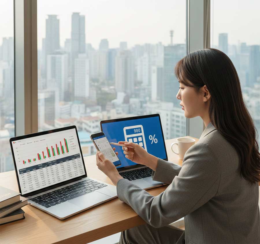 SC제일은행 스마트박스통장 금액별 이자 계산과 파킹통장 수익 비교 장면