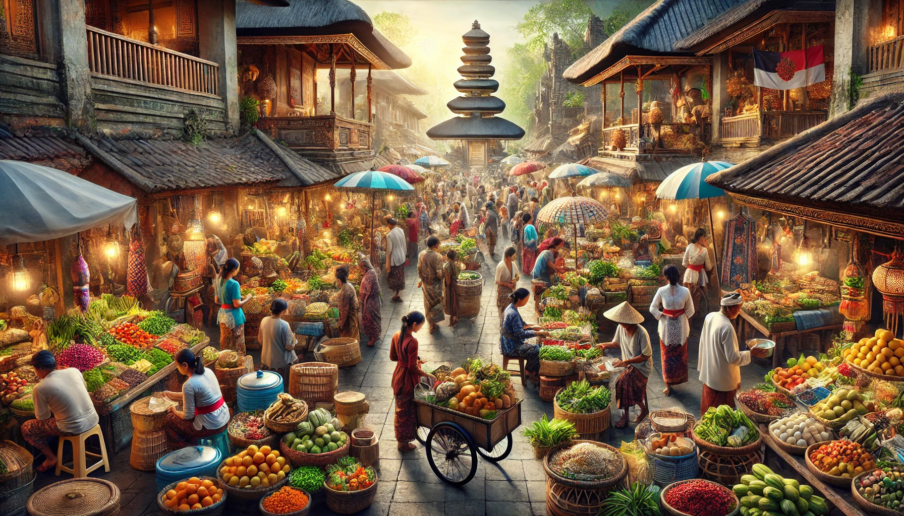 발리 현지 시장의 활기찬 풍경을 담은 고품질 커버 이미지