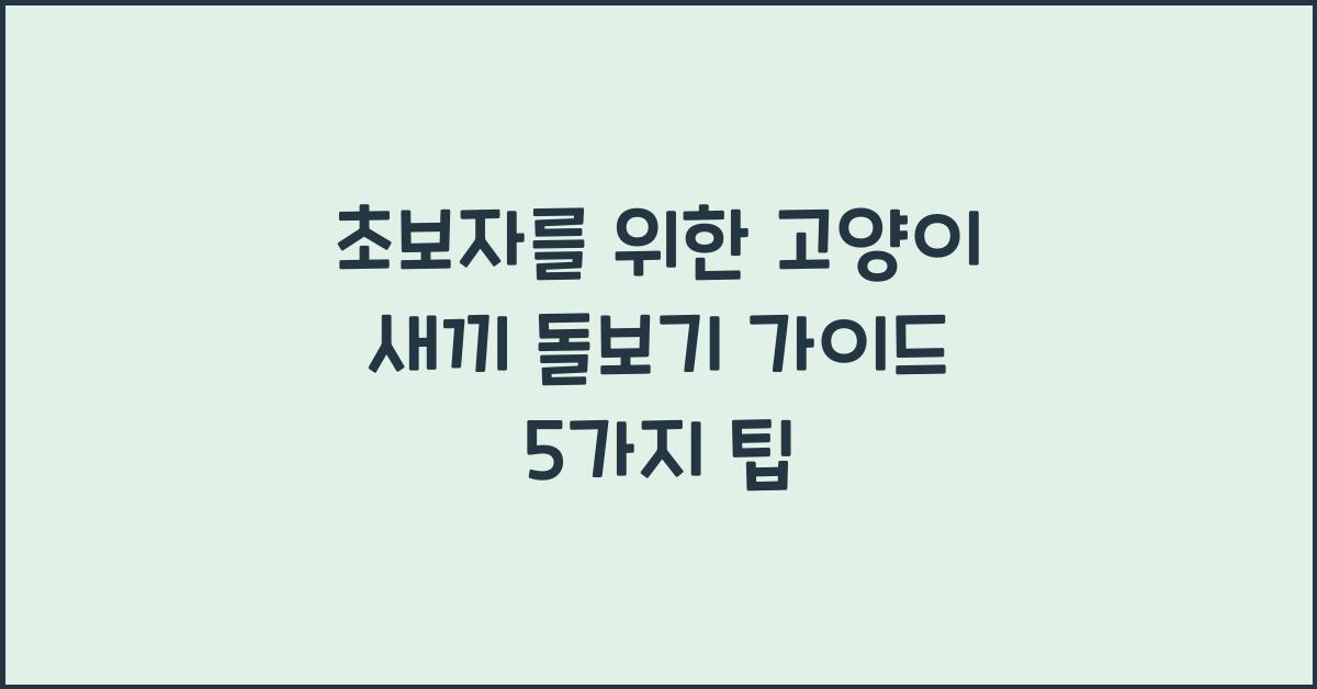 고양이 새끼 돌보기: 초보자를 위한 가이드