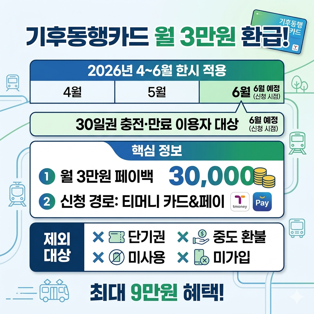 기후동행카드 환급 대상, 신청 방법, 제외 조건 인포그래픽