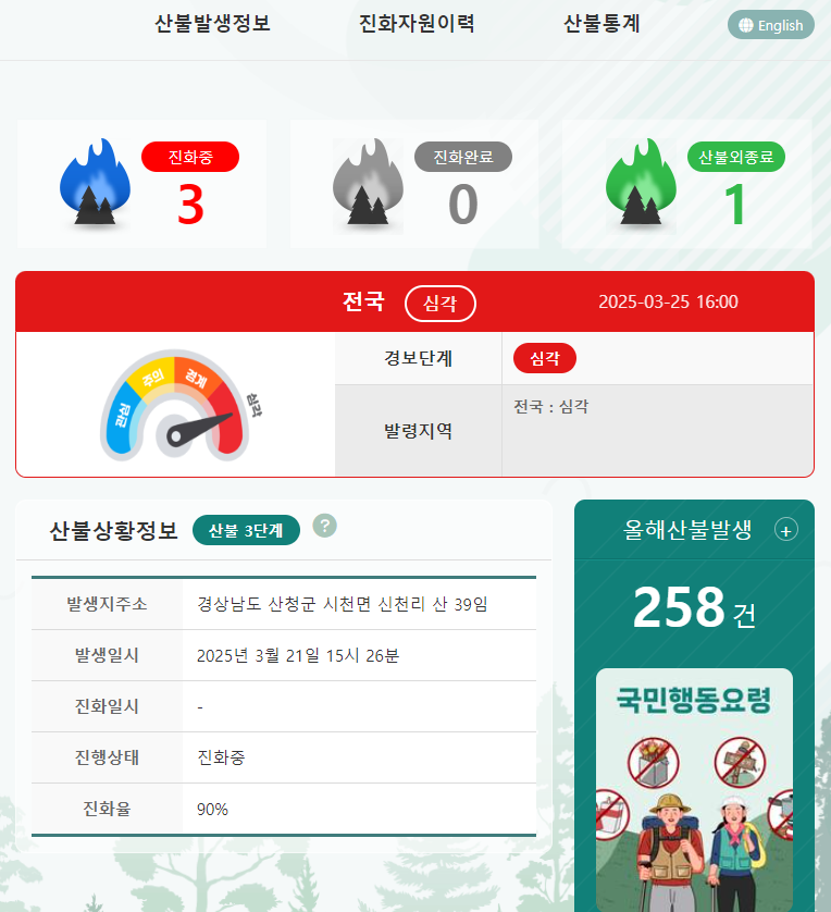 의성 산청 안동 산불 상황 실시간 CCTV 보기