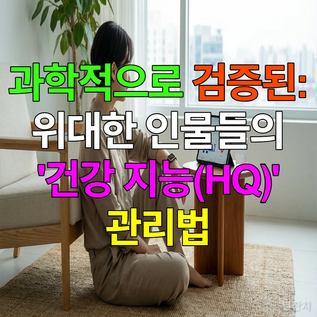 스마트 기기로 건강 데이터를 확인하며 명상하는 현대 한국인의 모습