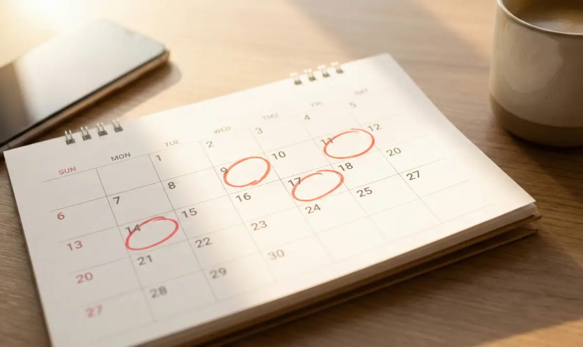 이별 후 흐르는 시간과 연락이 오기 쉬운 특정 시기들을 상징하는 이미지