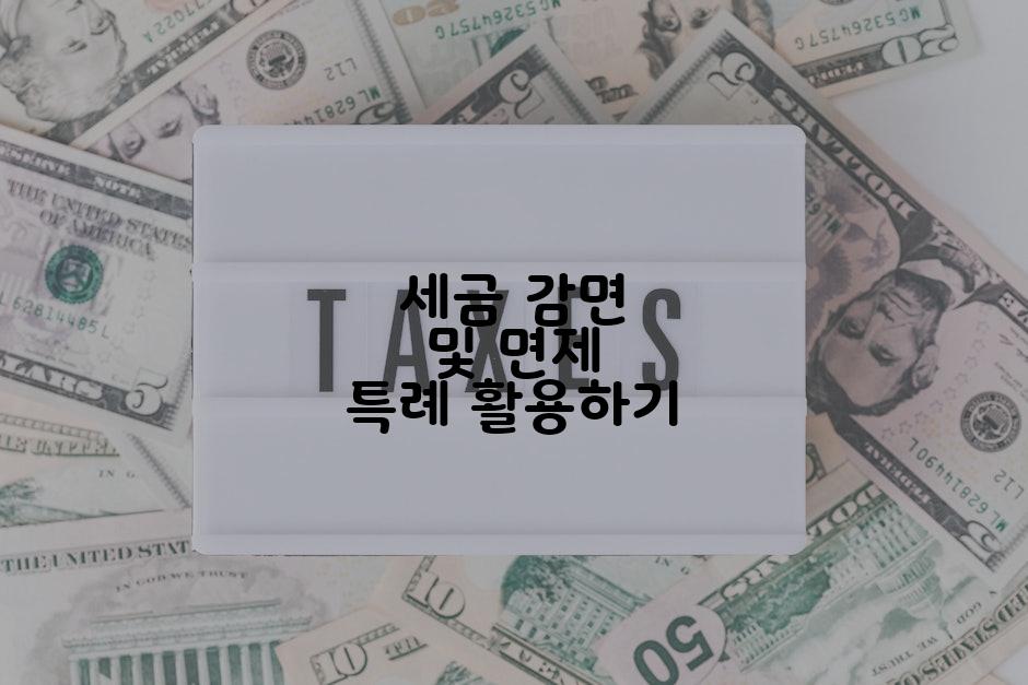 세금 감면 및 면제 특례 활용하기