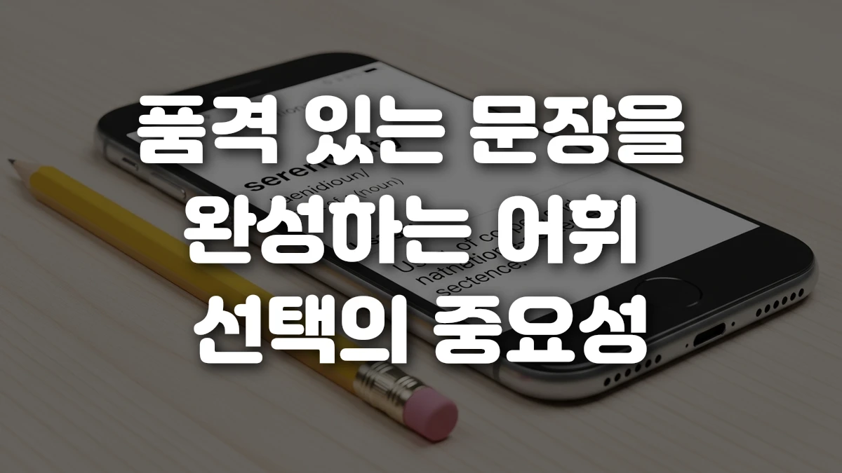품격 있는 문장을 완성하는 어휘 선택의 중요성