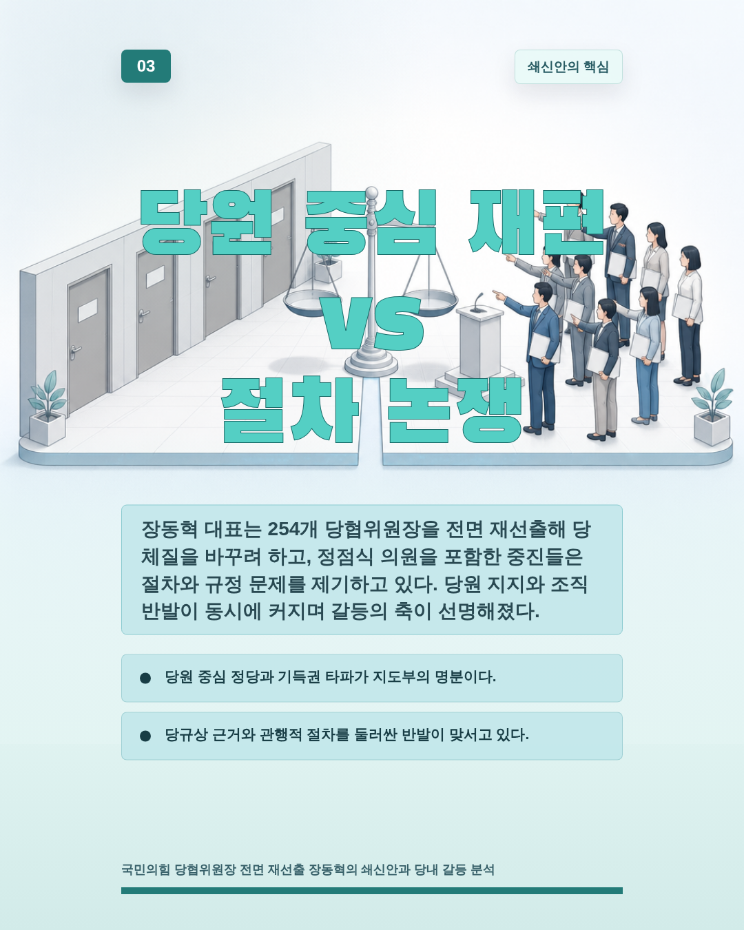당원 중심 재편 vs 절차 논쟁