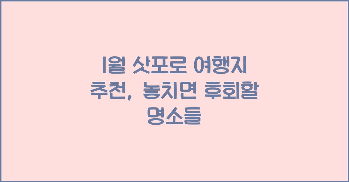 1월 삿포로 여행지 추천