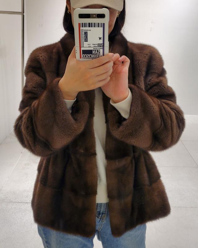 코펜하겐 호리젠탈 밍크 코트 모피코트 (2color)