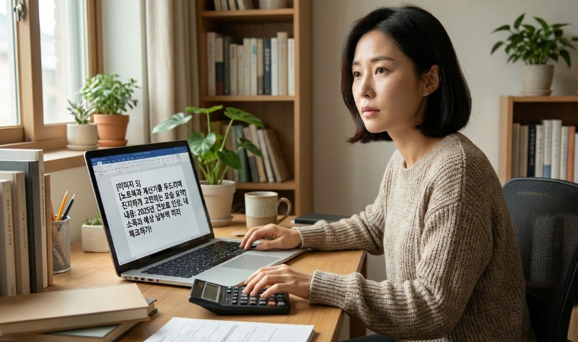 달력과 계산기를 두드리며 고민하는 직장인