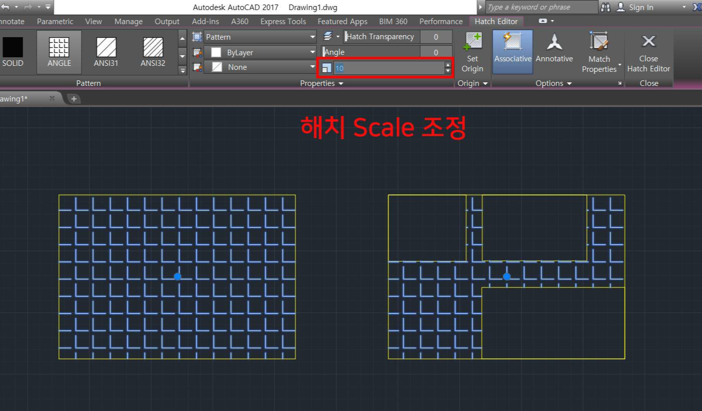 해치 스케일 조정