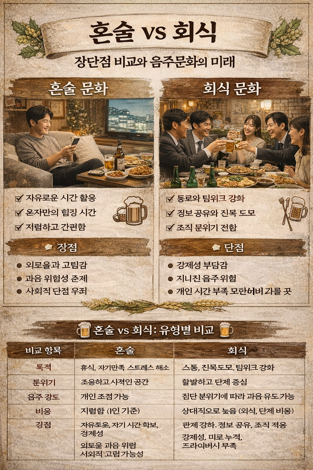 혼술 vs 회식 문화의 차이