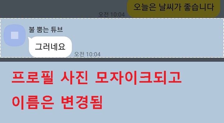 카톡 프로필 사진 모자이크되고 이름 변경됨