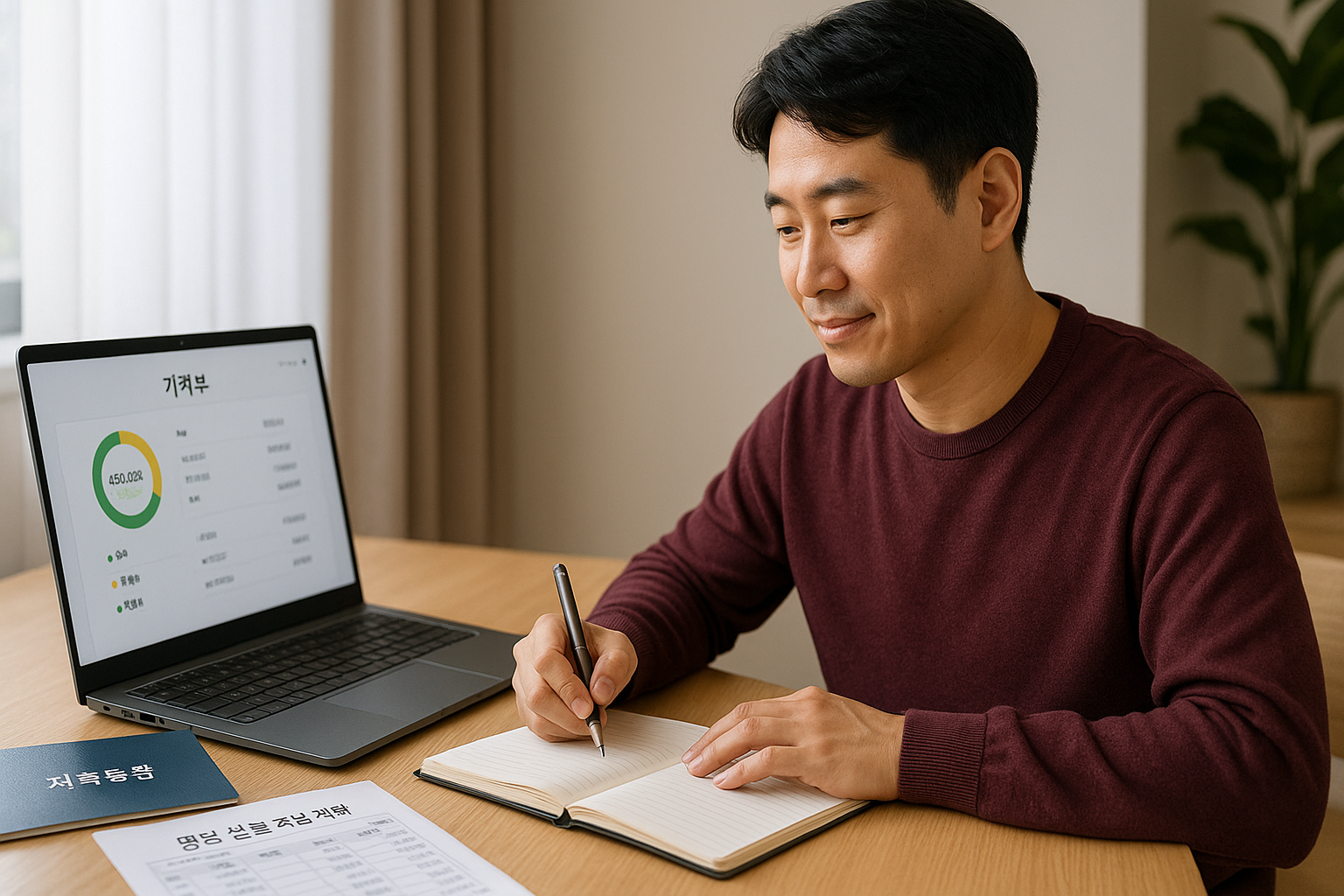 가계부 앱을 확인하는 1인 가구