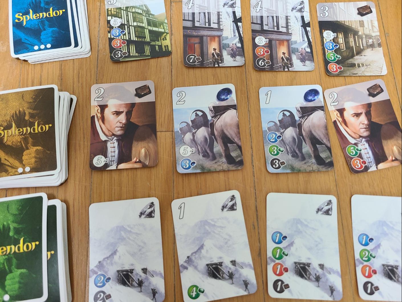 스플렌더 보드게임의 개발 카드 이미지