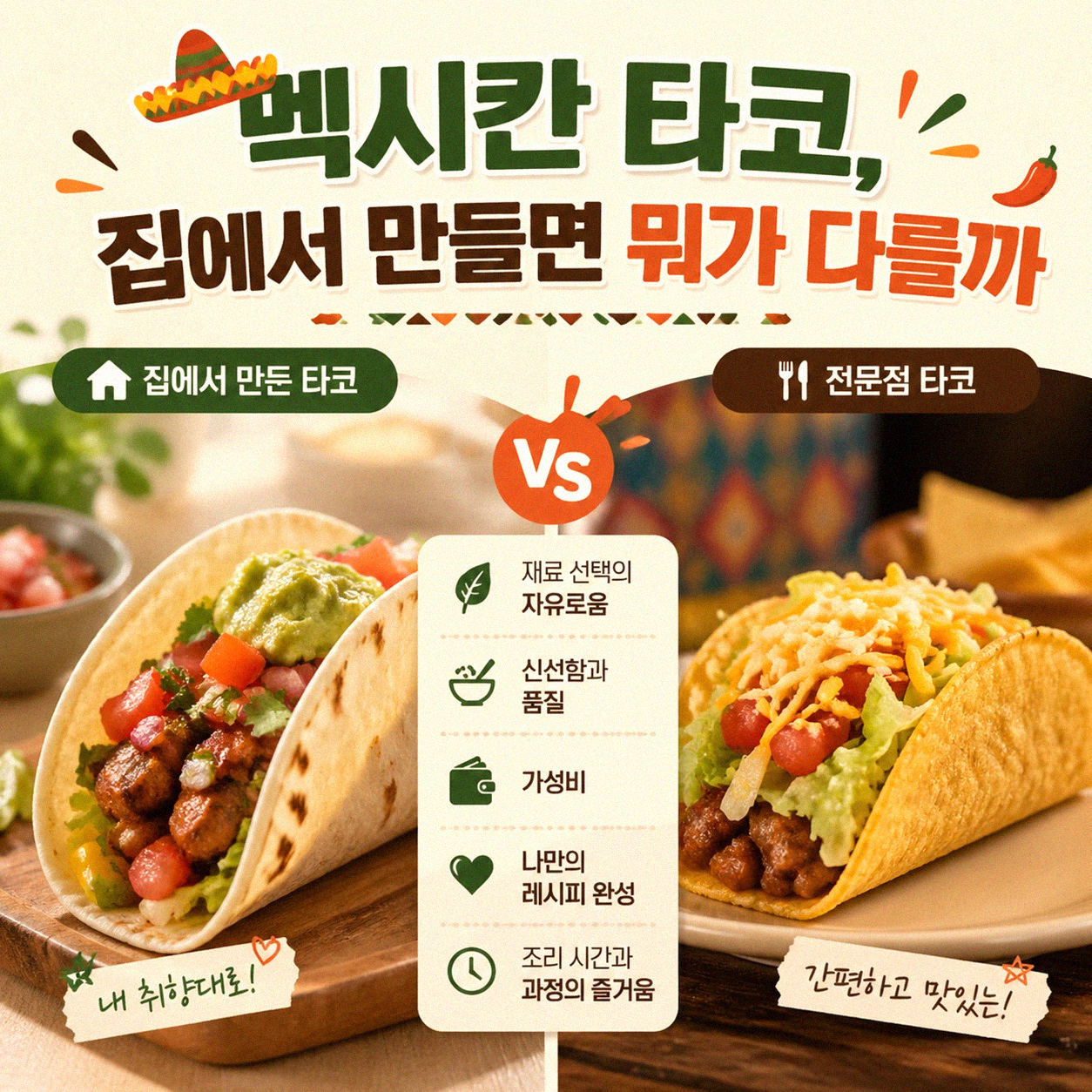 멕시칸 타코 집에서 만들었더니 이런 점이 달라졌어요